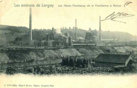 Hauts fourneaux de la Providence en 1902 (Réhon)